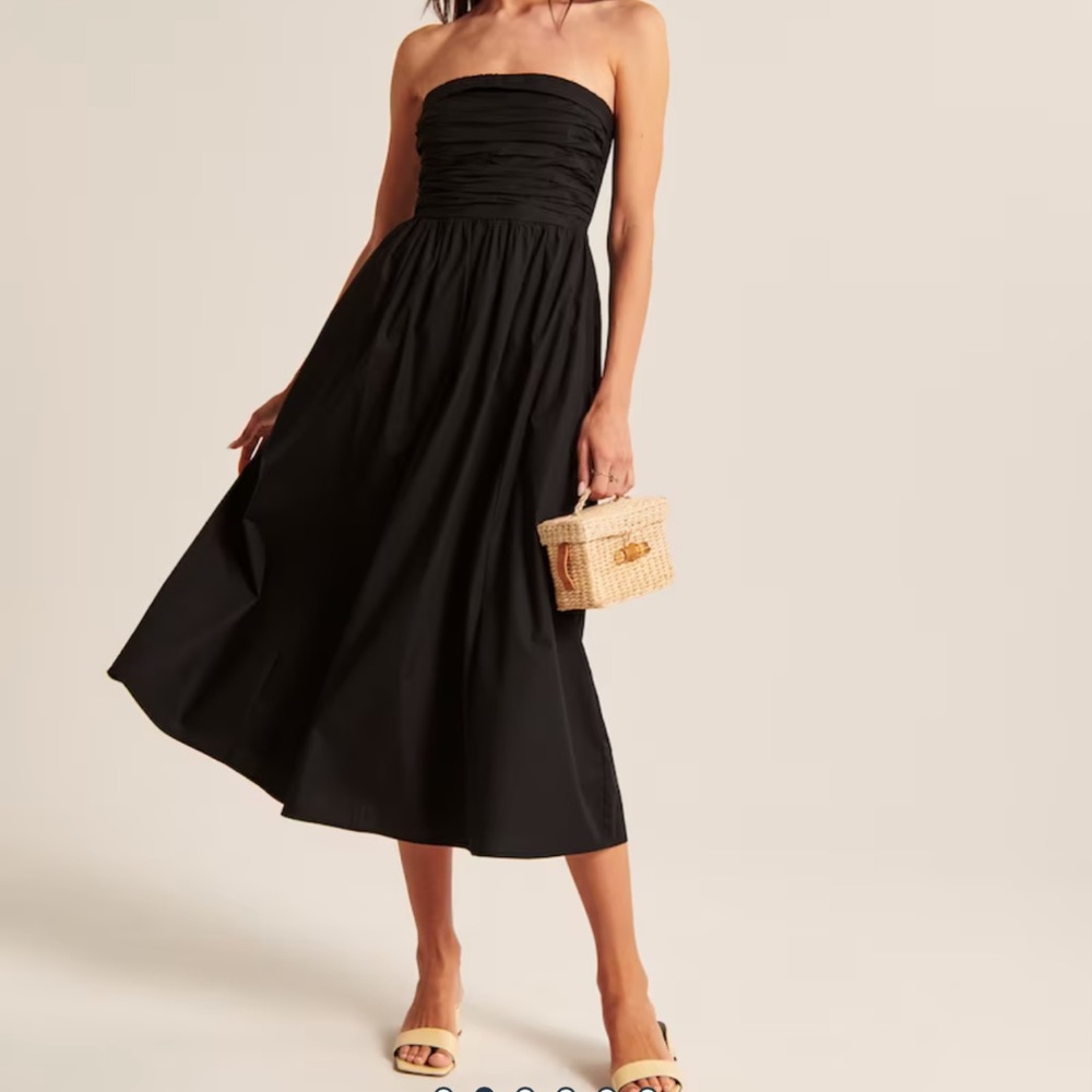 A&F Poplin Strapless Midi Dress